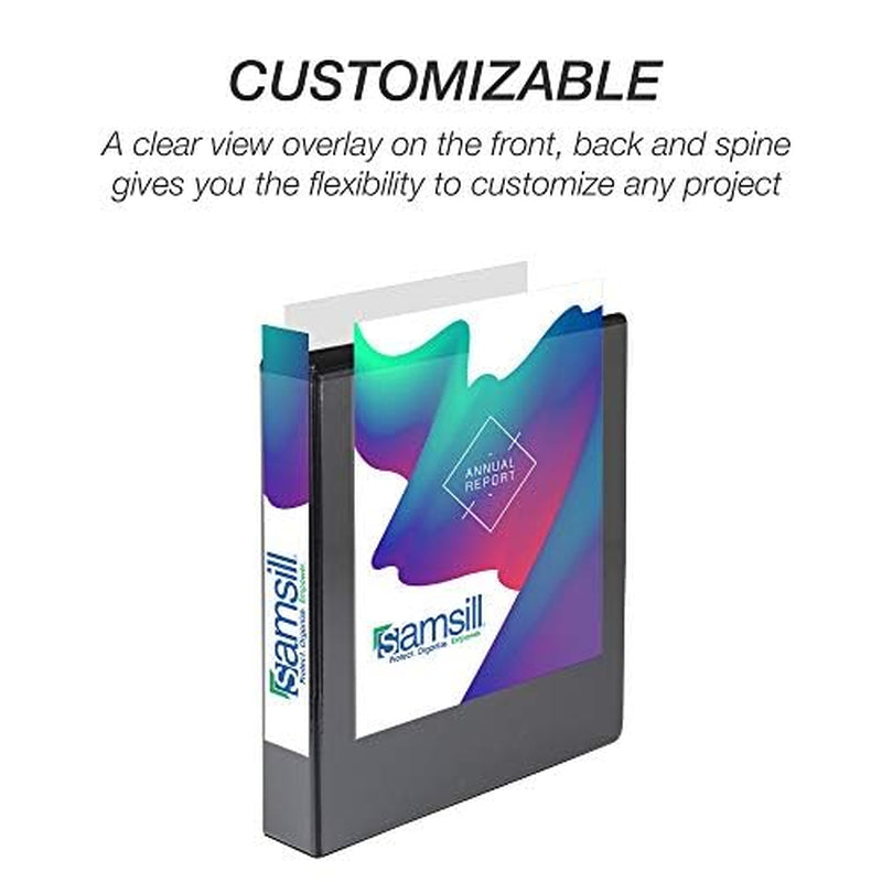 Durable 1.5 Inch Binder Made in the USA, D Ring Customizable Clear View Binder, Pack of 4